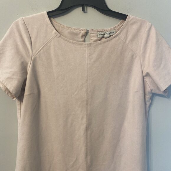 Abercrombie & Fitch Blush Pink faux suede mini Tshirt Dress Size M - Picture 2 of 7